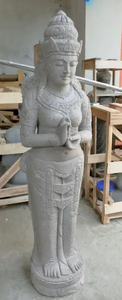 Product image 3 of the product “Standing Dewi Sri, position greetings turning the wheel , 173 cm high riverstone grey ”